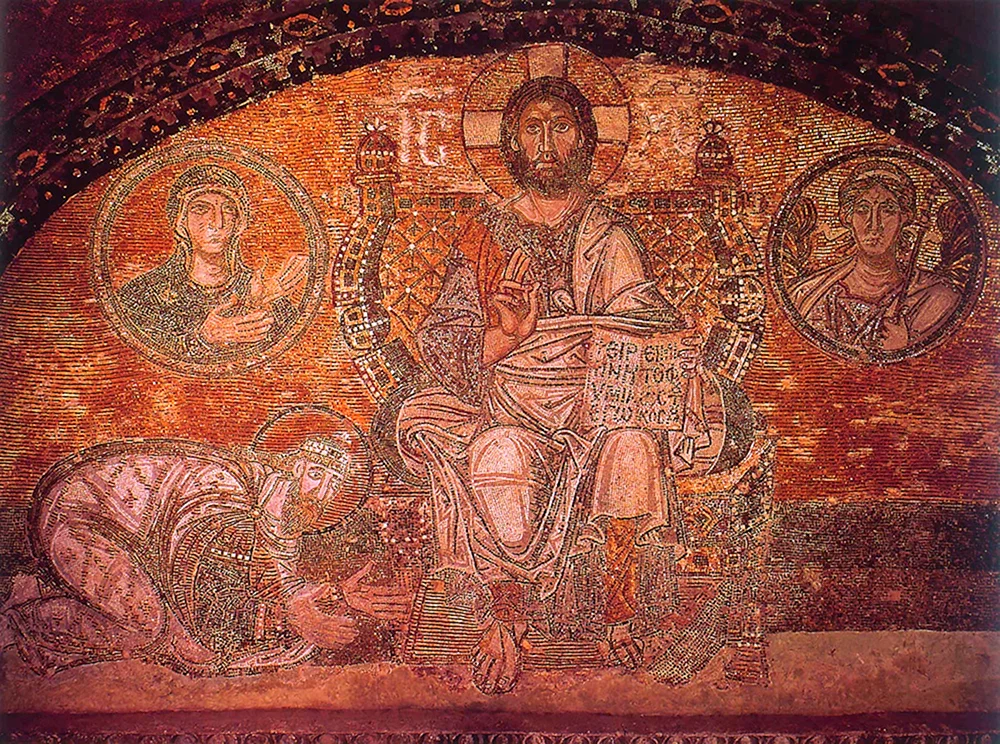 Mosaiken der Sophienkathedrale. Hagia Sophia - „Leo vi vor dem Thron Christi"