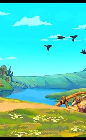 Cartoon Drei Bogatyrs Hintergrund