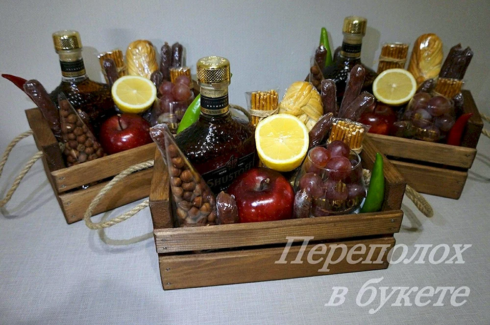 Sträußchen für den Mann mit Cognac