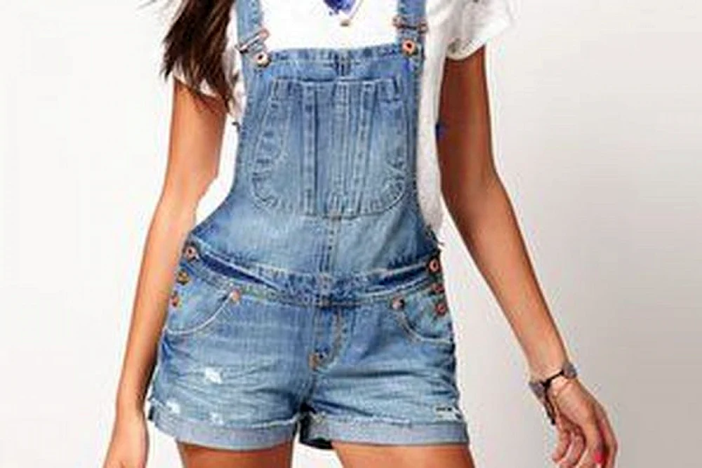 Herren Denim Jumpsuit Shorts