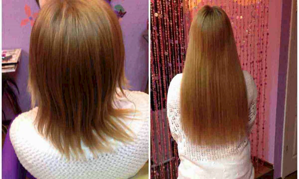 Vor und nach Haarverlängerungen