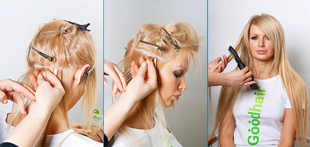 Haarverlängerungen vor und nach Haarverlängerungen