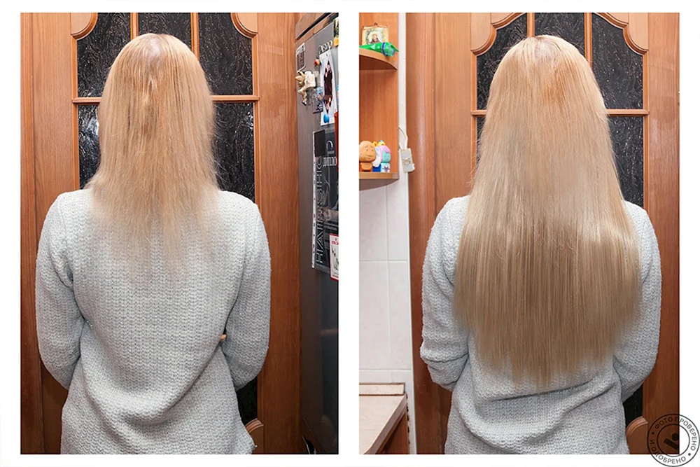 Braune Haarverlängerungen vorher und nachher