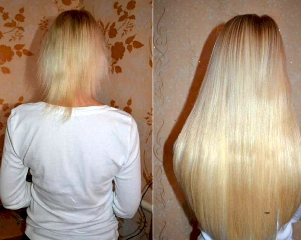 Haarverlängerungen vor und nach