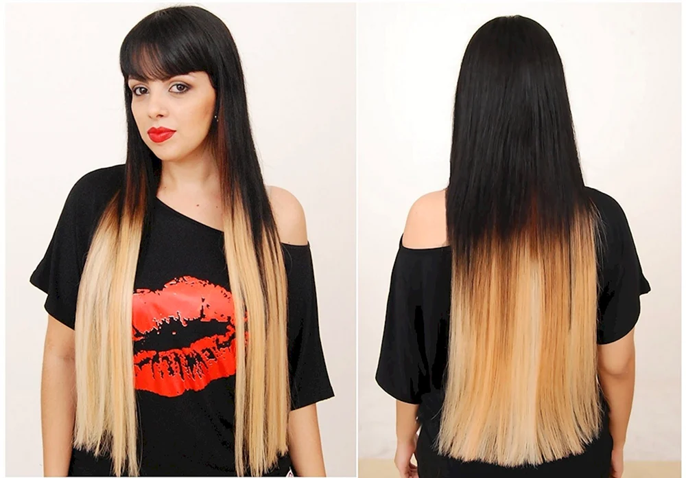 Schmales Haar Ombré-Haar auf dunklem Haar
