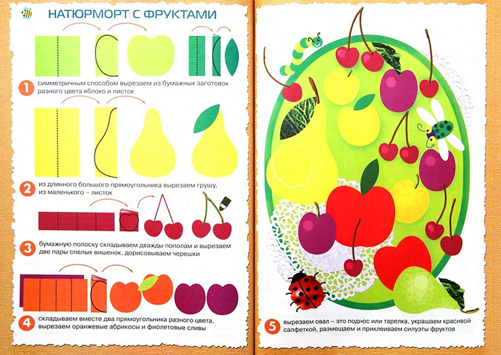 Obstmosaik“ Applikationsmosaik Buntpapierstilleben