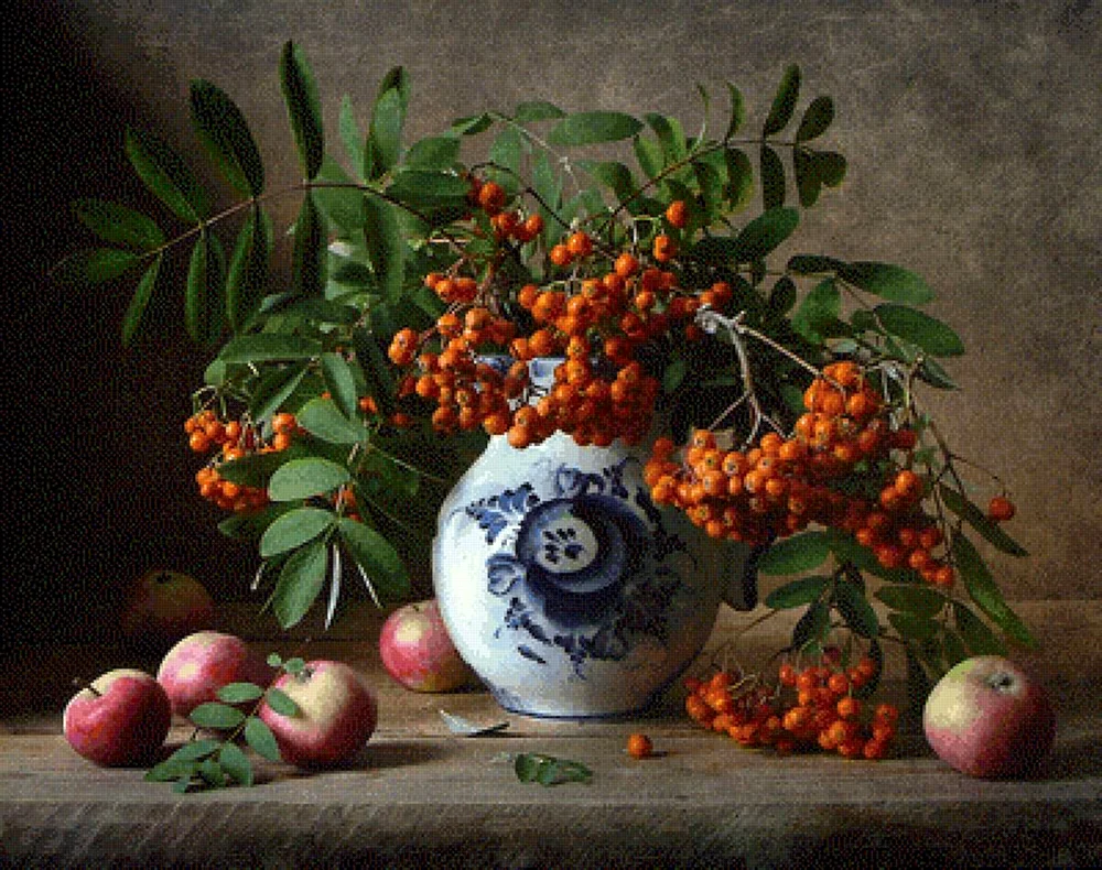 Stillleben mit Vogelbeeren
