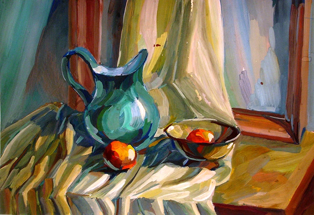 Dekoratives Stilleben mit Gouache