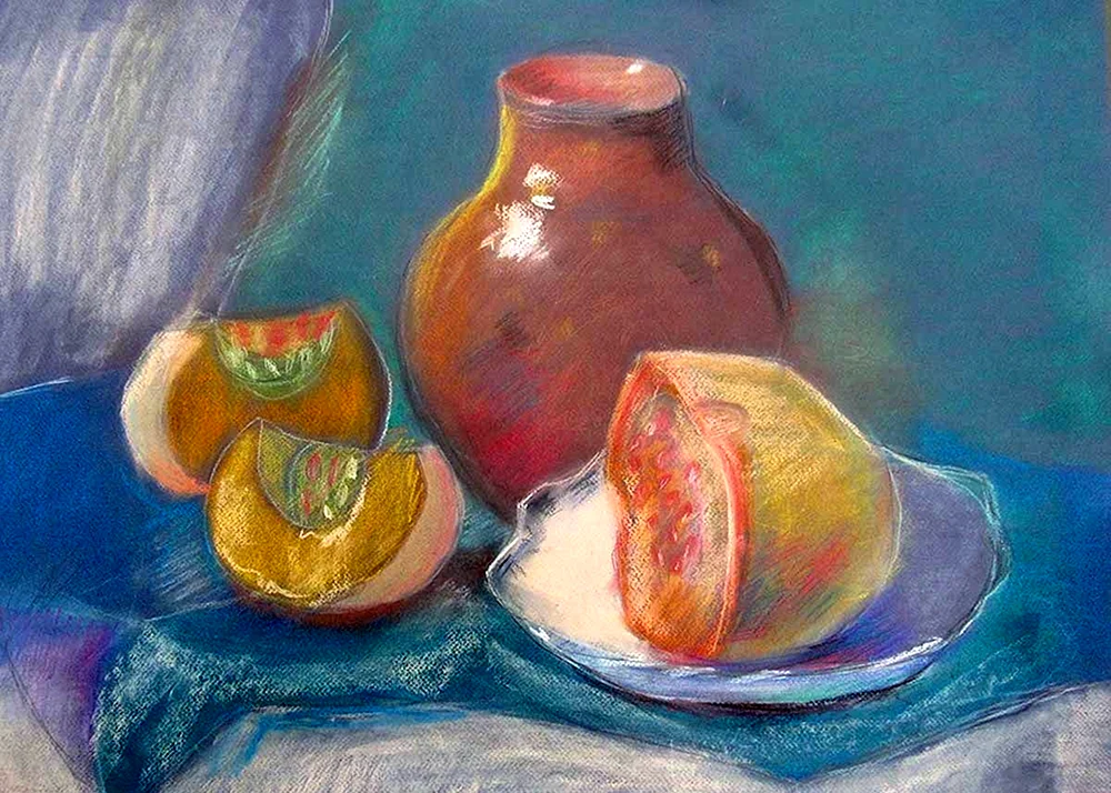 Pastellstillleben mit Ölpastell