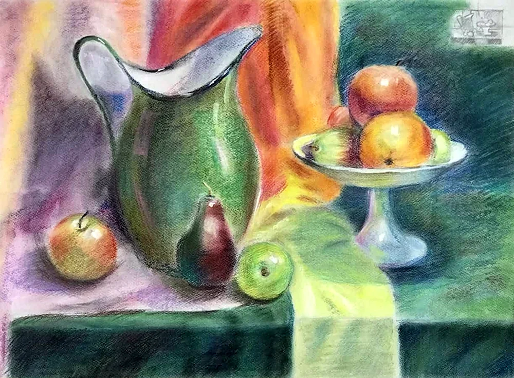 Früchte mit Trockenpastell