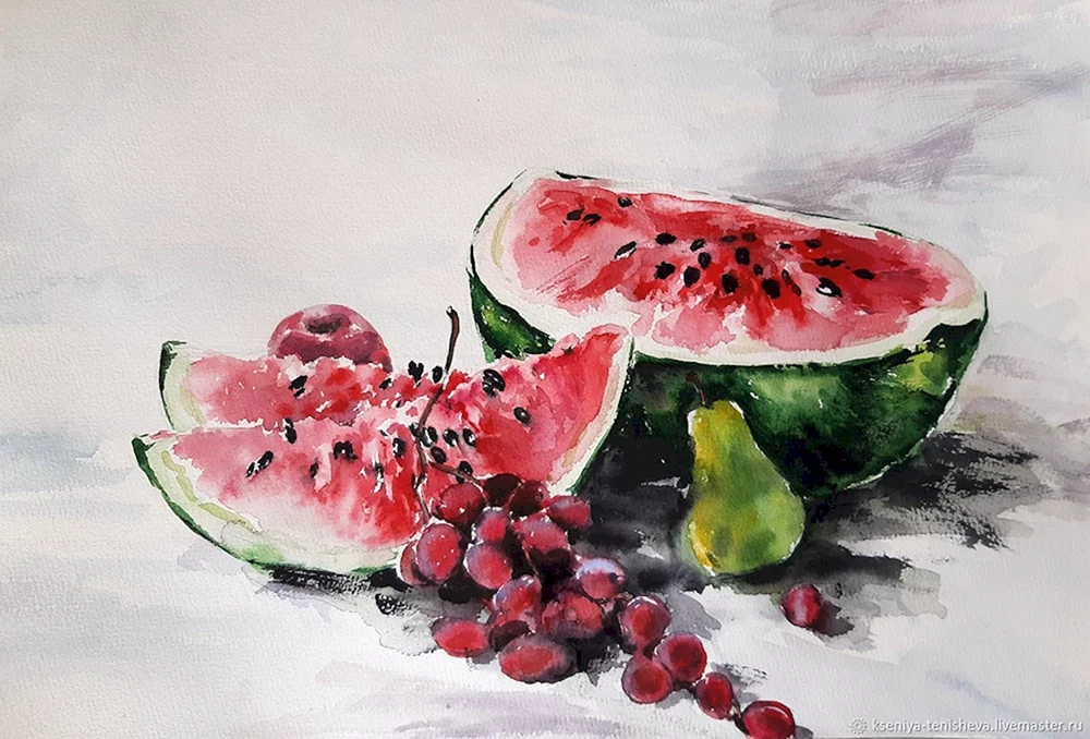 Stilleben mit Wassermelone Anatoliy Nenartovich