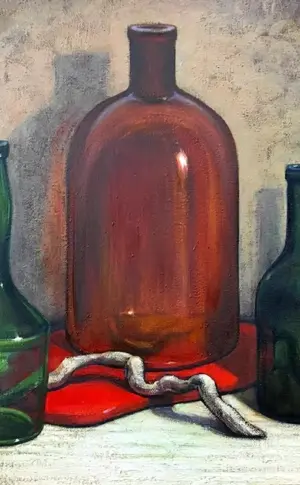 Stillleben mit Flasche