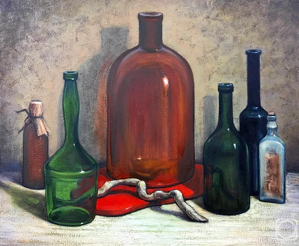 Stillleben mit Flasche