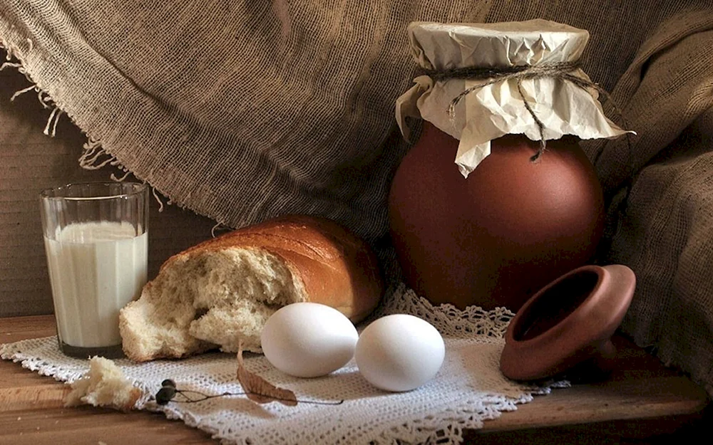 Brot und Milch Stilleben