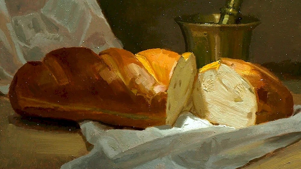 „Stilleben mit Brot und Schinken“ von Carlo Maggini