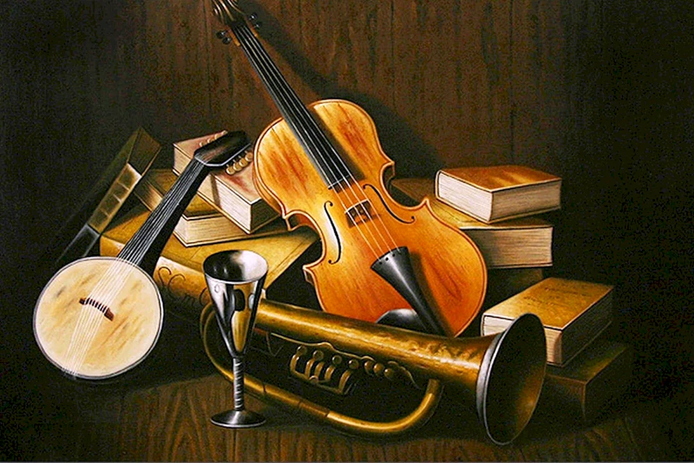 Stillleben mit Musikinstrumenten