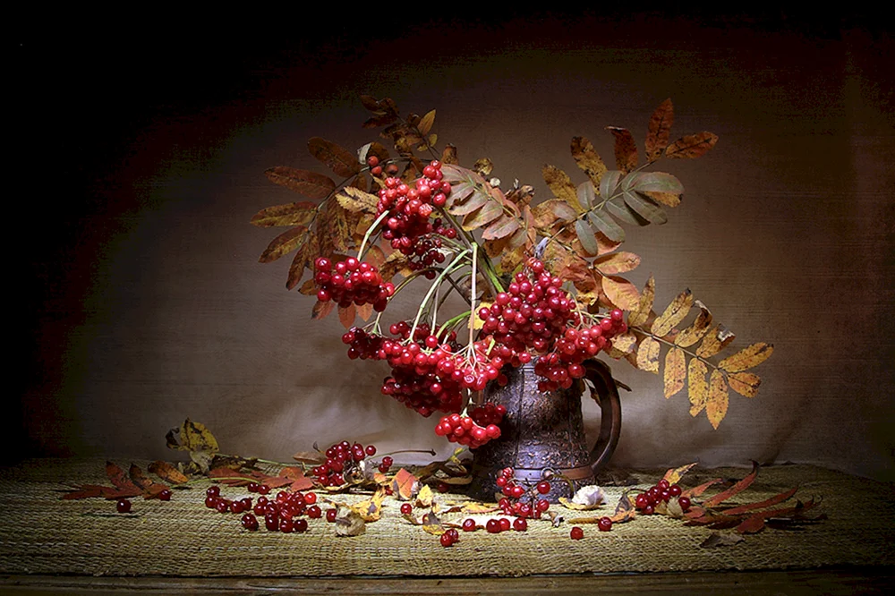 Stillleben mit Vogelbeeren