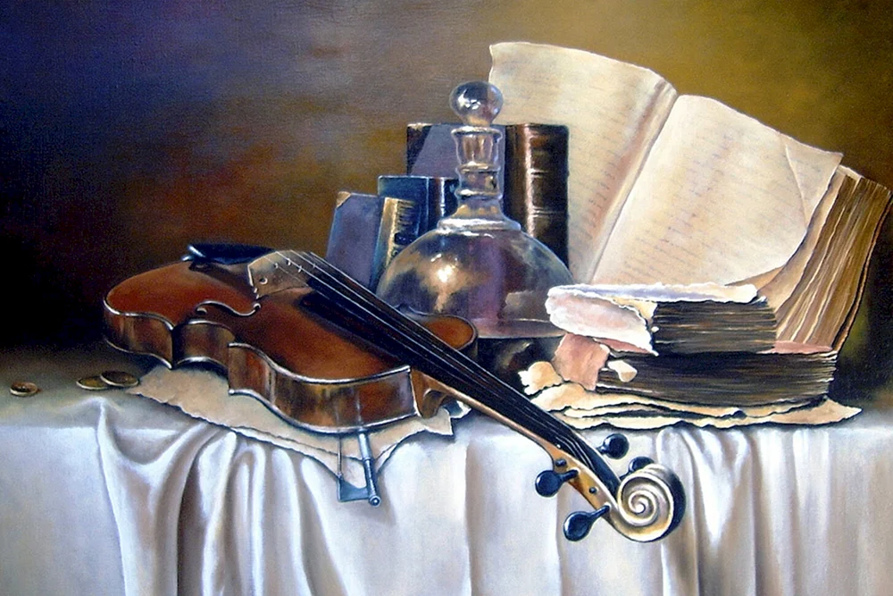 Stillleben mit Geige von Jean Baptiste Oudry