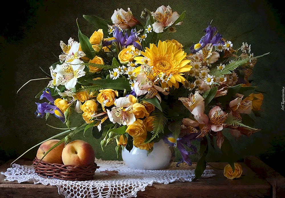 Naturstillleben Blumen und Früchte