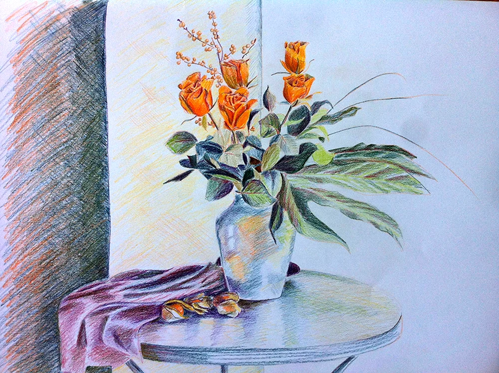 Stillleben mit Blumen und Obst