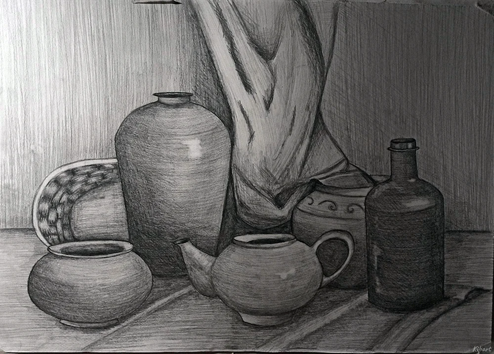 Stillleben in Bleistift Yuri Kushevsky