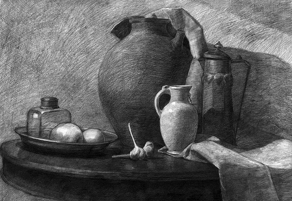 Stilleben in Bleistift Yuri Kushevsky