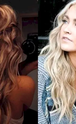 Schlampige Locken auf langem Haar