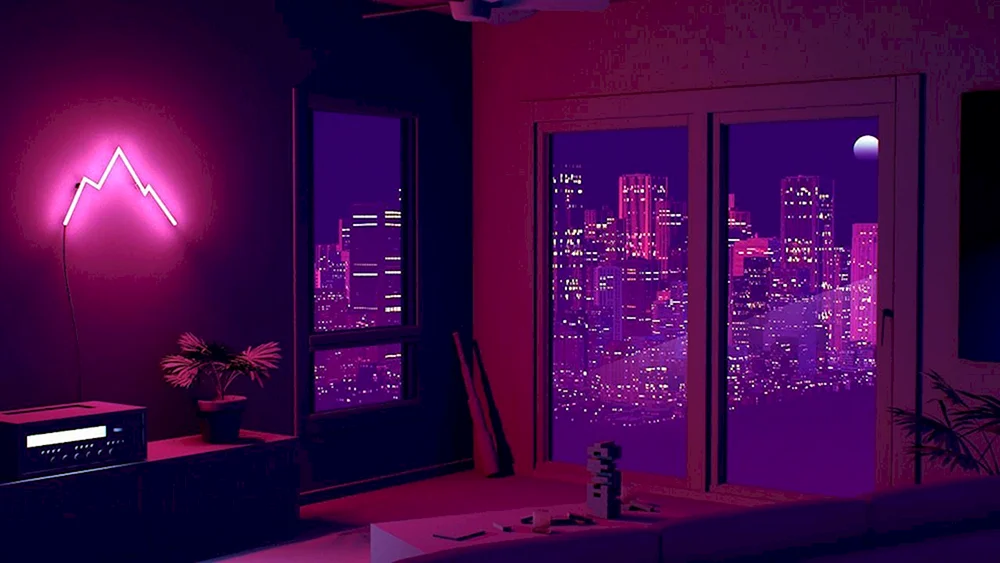 Neon Zimmer. Beleuchtung
