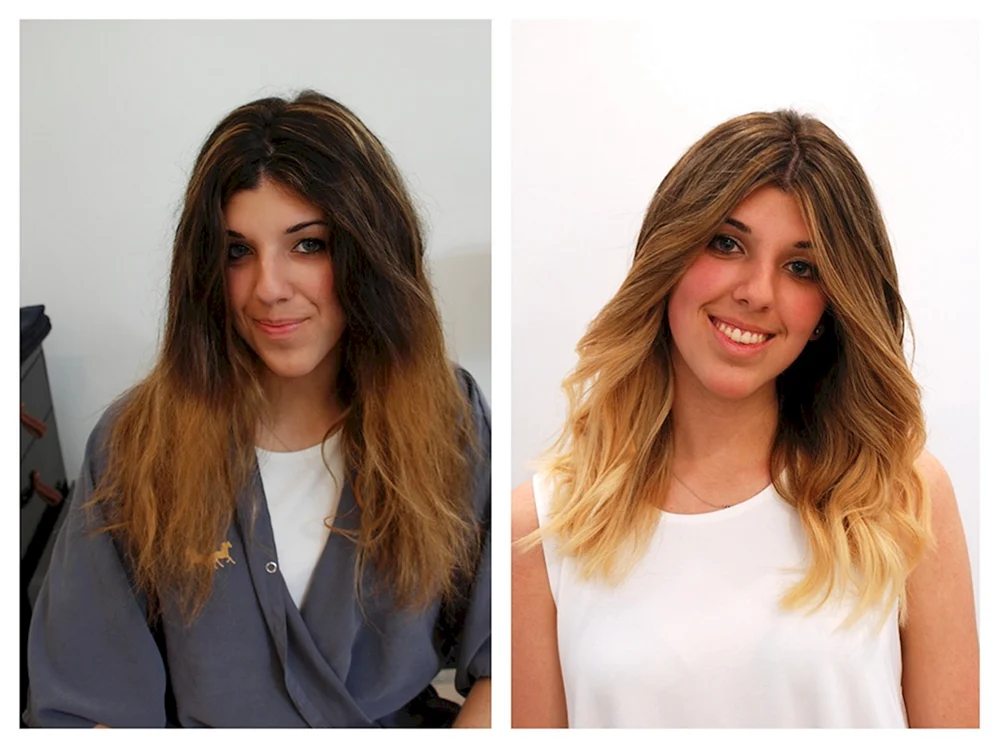 Erfolgloses Ombré auf dem Haar