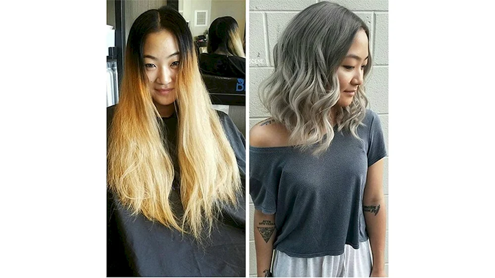 Erfolgloses Ombré auf dem Haar