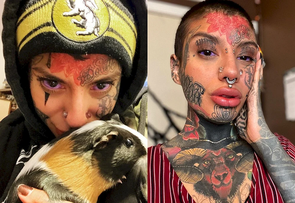 Model mit Gesichtstattoos