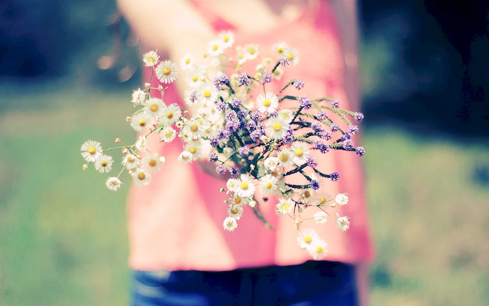 Blumen auf der Hand.