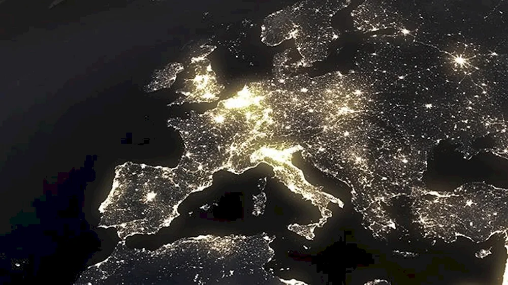 Planet bei Nacht aus dem Weltraum