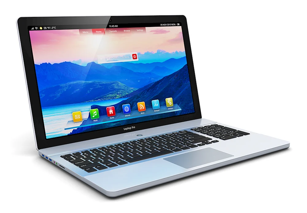 Laptop auf weißem Hintergrund