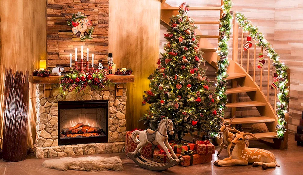 Neujahrsinterieur Kamin