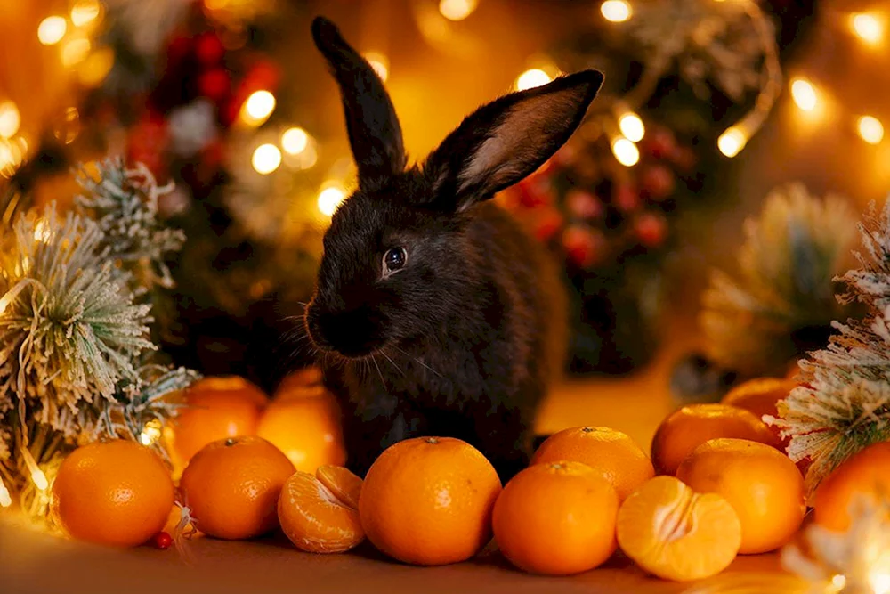 Neujahrskaninchen schwarz