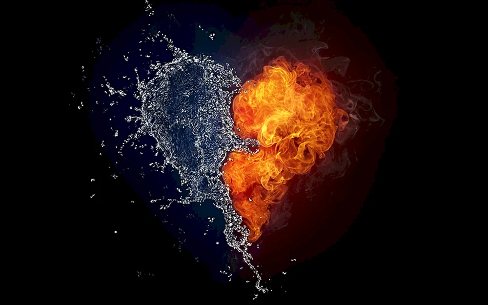 Feuer und Wasser Desktophintergrund