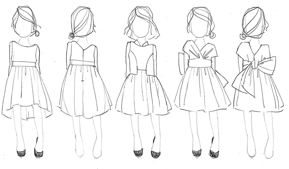 Kleid zeichnen mit Bleistift