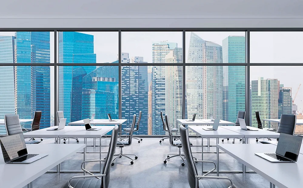 Büro mit Panoramafenstern