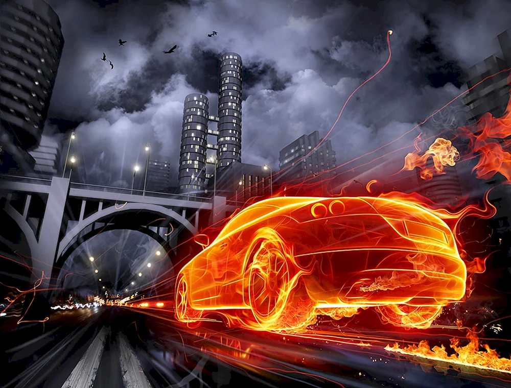 Maschine in Flammen