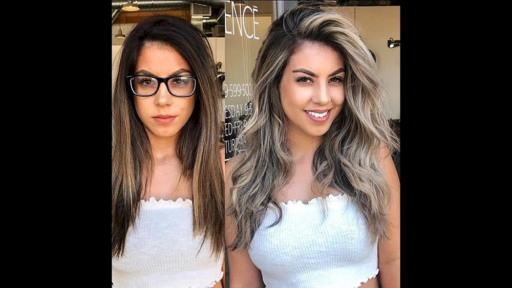 Balayage Färbung von brünett auf blond