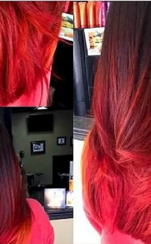 Rotes Ombré auf dunklem Haar