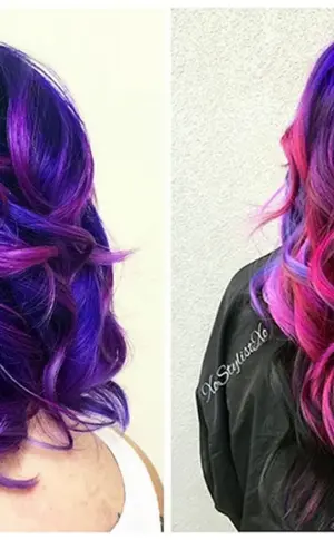 Haare färben blau und lila