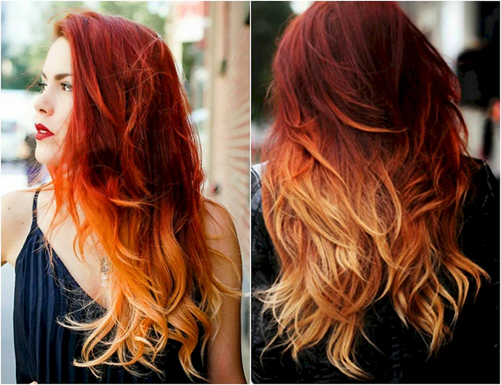 Canecalon für Haare zweifarbig schwarz und hell orange. orange