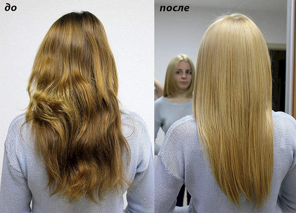 gebleichtes Haar nach dem Blondieren