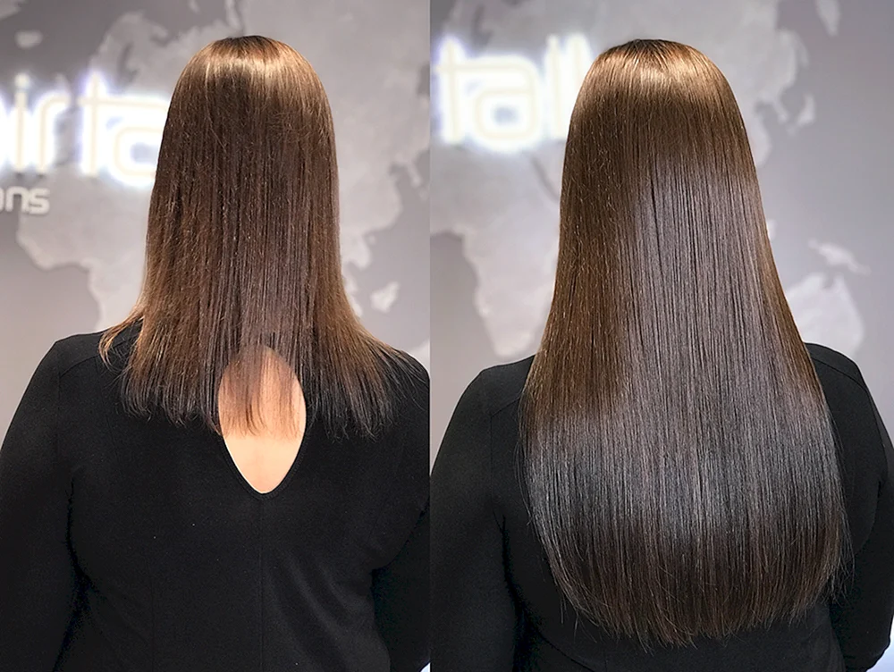 Kaskade auf lockigem Haar lang