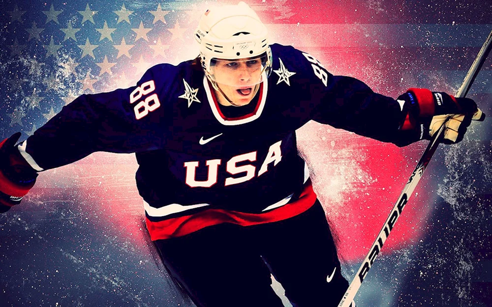 Hockeyspieler auf dunklem Hintergrund