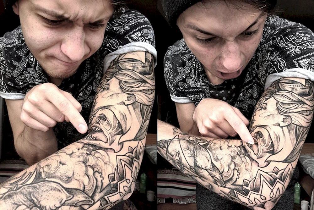 Viele kleine Tätowierungen auf dem Arm