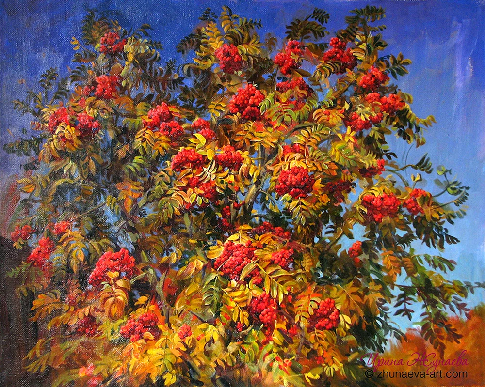 Künstler Stepan Nesterchuk Winterlandschaft mit Eberesche