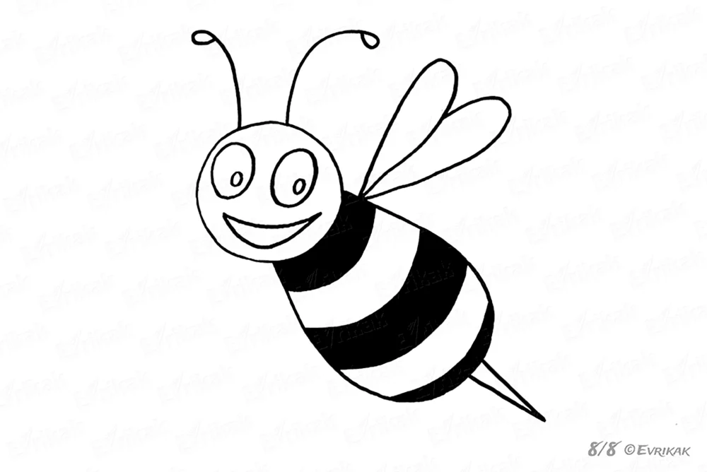 Beeee Zeichnung für Kinder in Bleistift